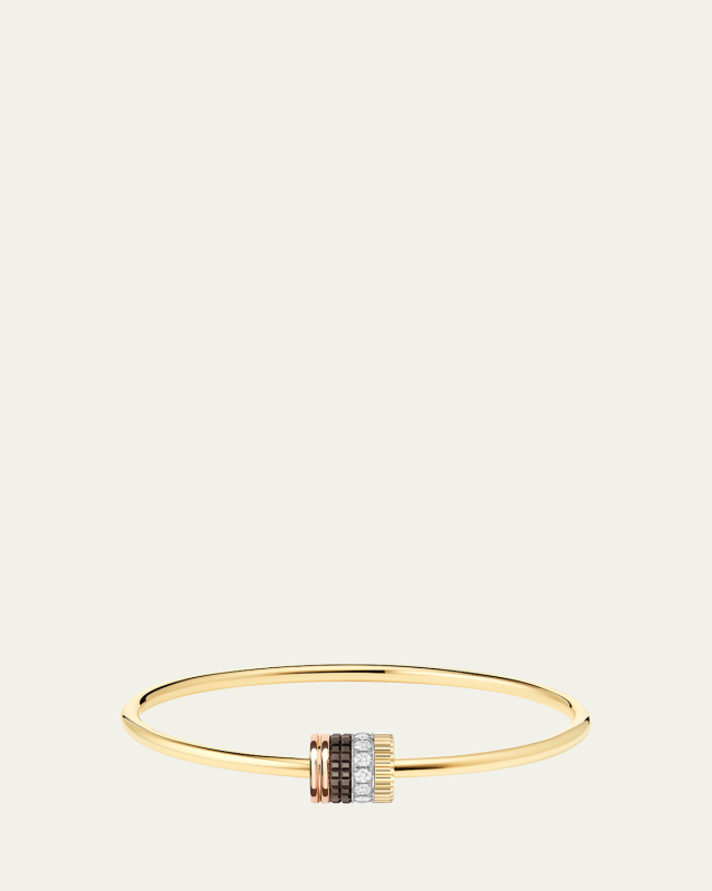 Quatre Classique 18K Tricolor Gold Bangle with Brown PVD and Diamonds